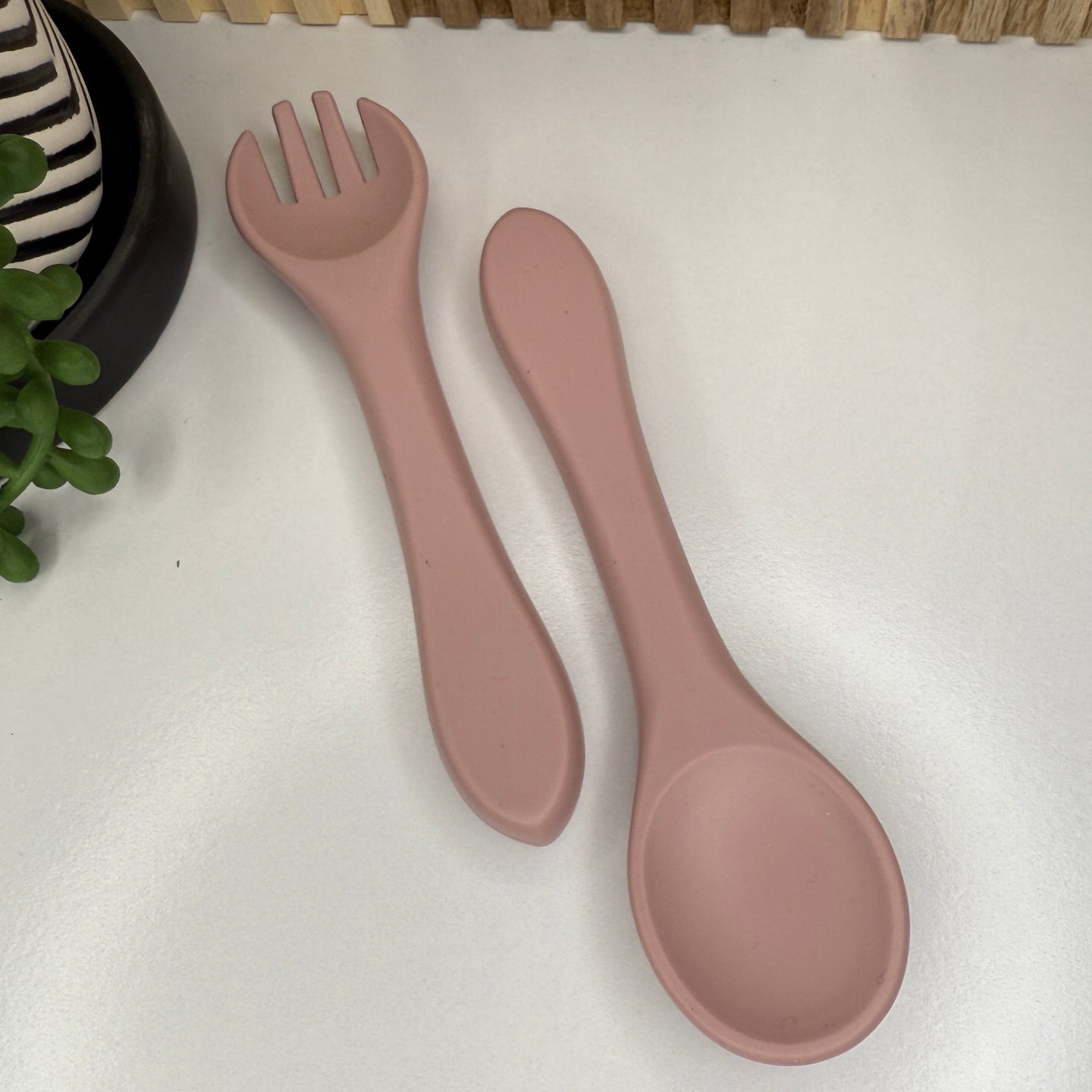 Silicone Fork & Spoon Set | Mauve